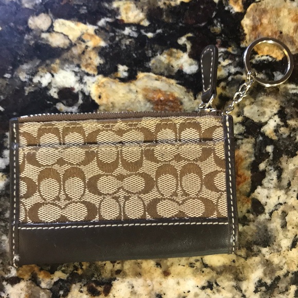 Coach Handbags - Coach Mini Signature Skinny Card Holder w/keychain